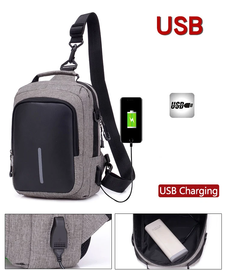 Сумки через плечо с usb зарядкой, женские сумки через плечо, водоотталкивающая нагрудная сумка, короткая дорожная мужская сумка-мессенджер