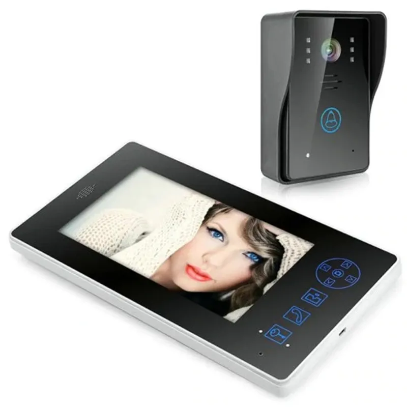

7 inch 2.4G Wireless Video Door Phone Intercom Doorbell Home Security Camera - Black EU Plug