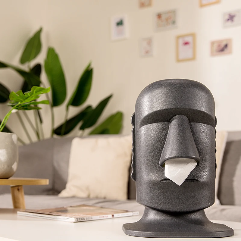 

Creative Tissue Box Easter Island Shape Decoration Tissue Storage Box Drawing Stone Personalized Household Tissue Box