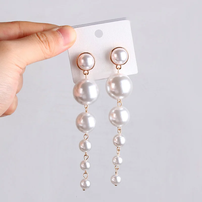 Европа и США Индивидуальный размер жемчужные серьги новые личности преувеличенные длинные женские серьги с характером