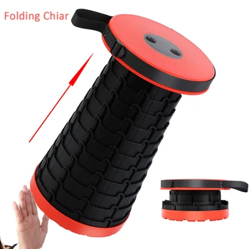 

Honhill Retractable Stool Folding Chiar Outdoor Portable Stool Folding Chair Camping Stool Convenient Fishing Chair Foldable Red