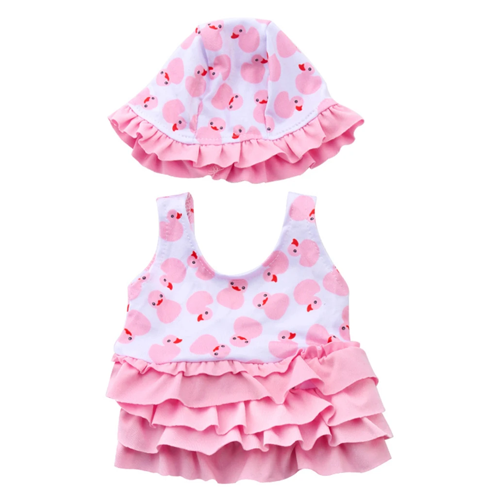 18inch American Doll Clothes Accessories - Swimsuit Dress Hat Outfits, Swiming Pool Dress Up Complete Look, 2 Colors for Choose