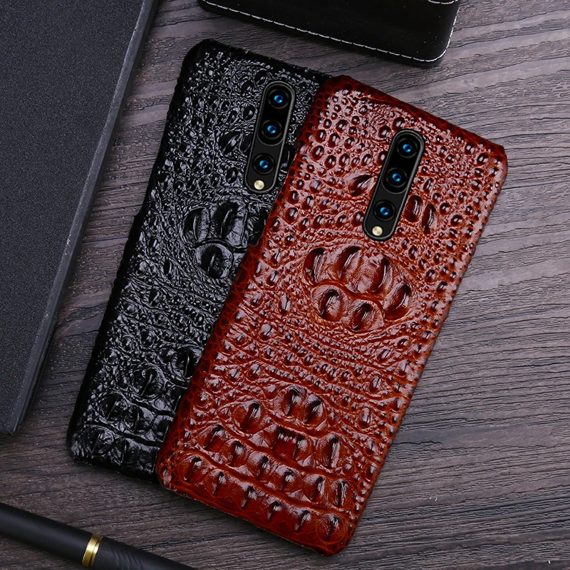 

Men's Genuine Leather for OnePlus 7 7T Pro mobile phone case cowhide crocodile leather 3 / 3T 5 5T 6 6T 8 8Pro back cover