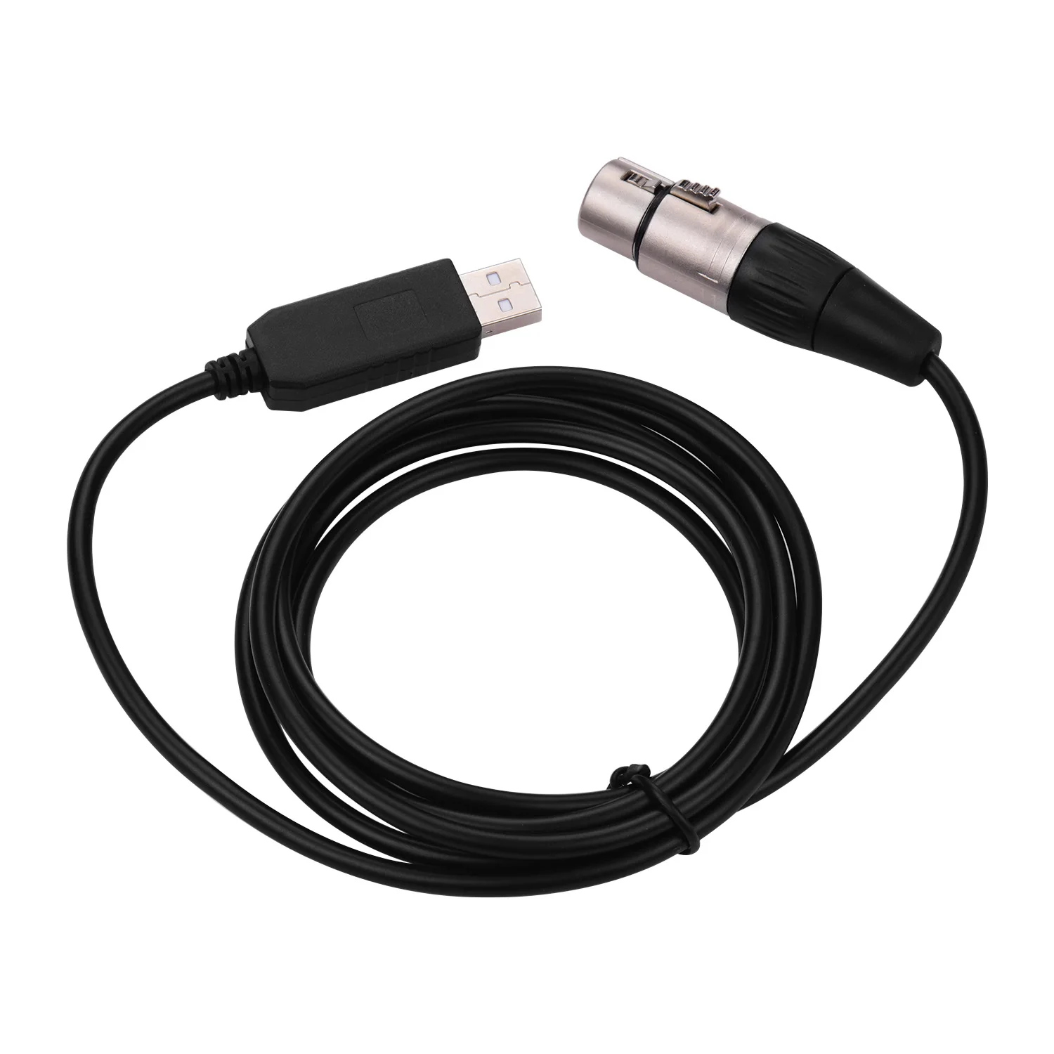 RS485 DMX512 конвертер Кабель USB к 3Pin XLR Женский интерфейс компьютера подключения сценического освещения устройств светодиодный кабель управления - Цвет: Black  1.8m