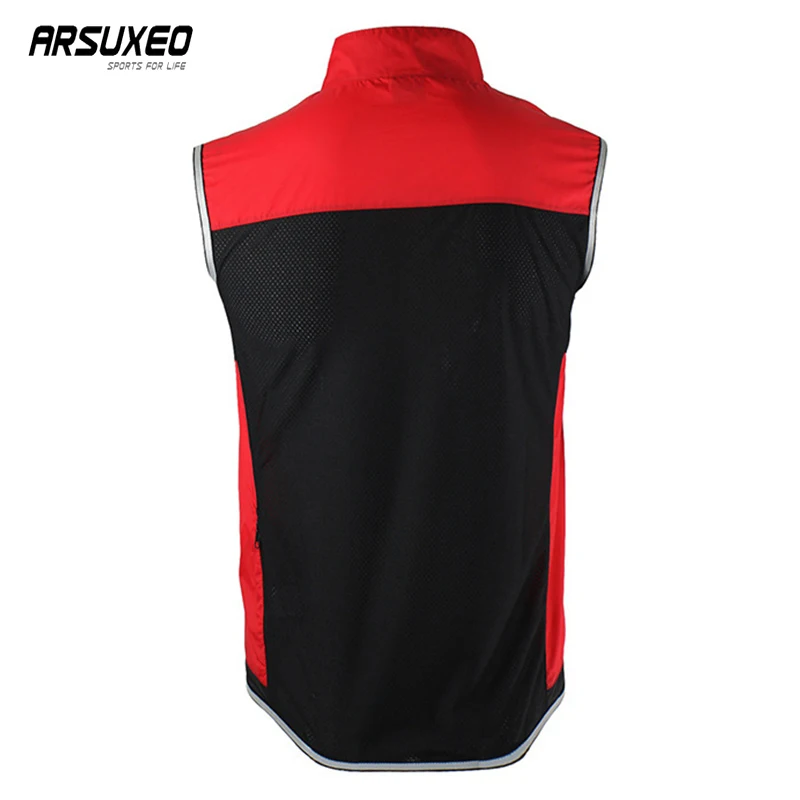 Cycling Vest ARSUXEO Cycling Vest Man Bike Clothes Quick Dry Reflective With Pocket MTB Breathable Running