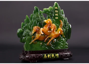 

COOL- LARGE 2020 HOME SHOP HALL TOP DECORATION FENG SHUI BUSINESS MONEY DRAWING GOOD LUCK RUNNING HORSES CRYSTAL ART SCULPTURE