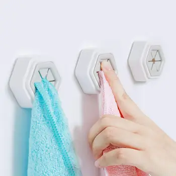 

2Pcs Wall Mount Self Adhesive Punch Free Bathroom Towel Hooks Hangers Holders Kitchen Storage Hooks Sucker Washing Cloth Rack