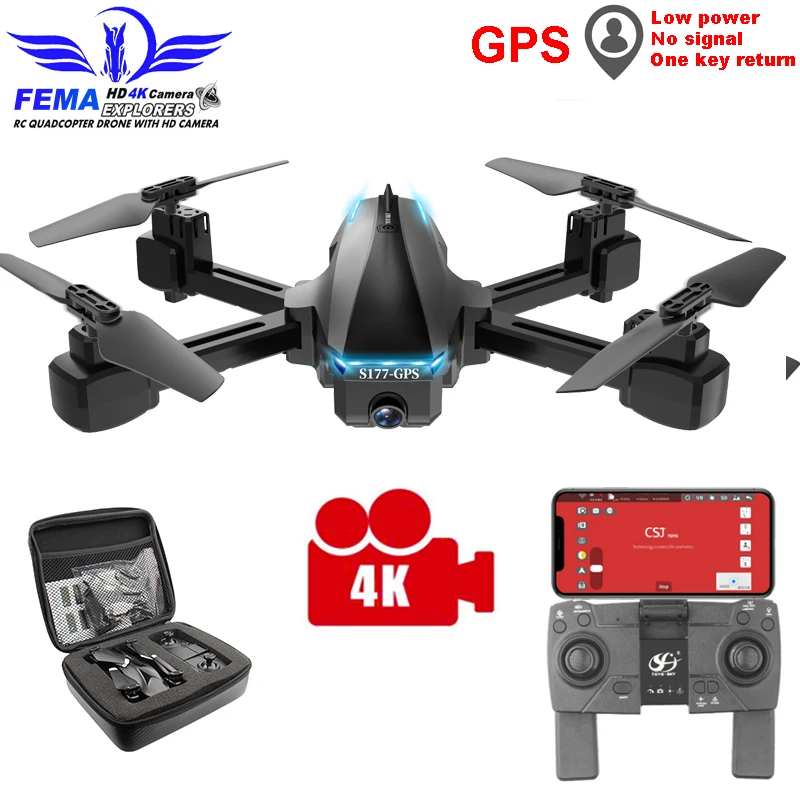 FEMA S177 Профессиональный Дрон для камеры 4K GPS Квадрокоптер 5G Wifi FPV с двойной камерой