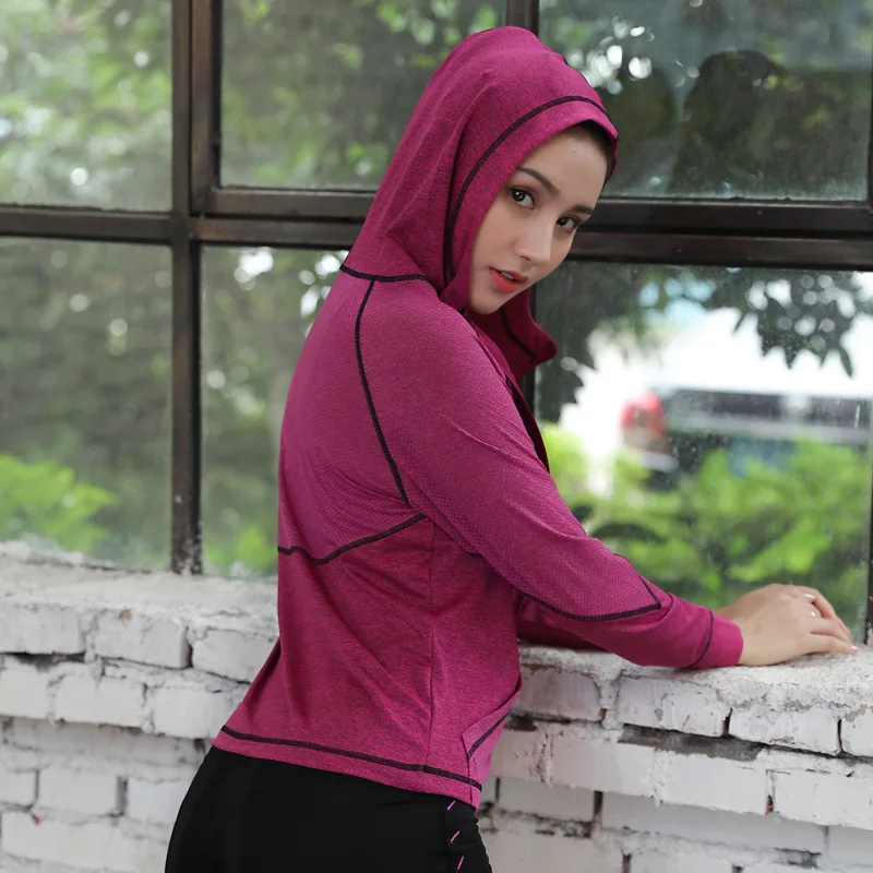 

New Style Spring And Summer Outdoor Sports Long Sleeve Zipper Hooded Coat Cardigan Mesh Fitness Running Yoga Suit Large Size Wom