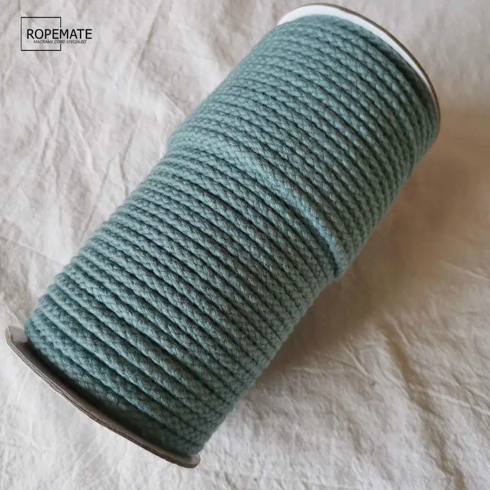 Ropemate Colorful 4mm 8 Strands Cotton Rope Hollow Braided Cord Macrame or Garment