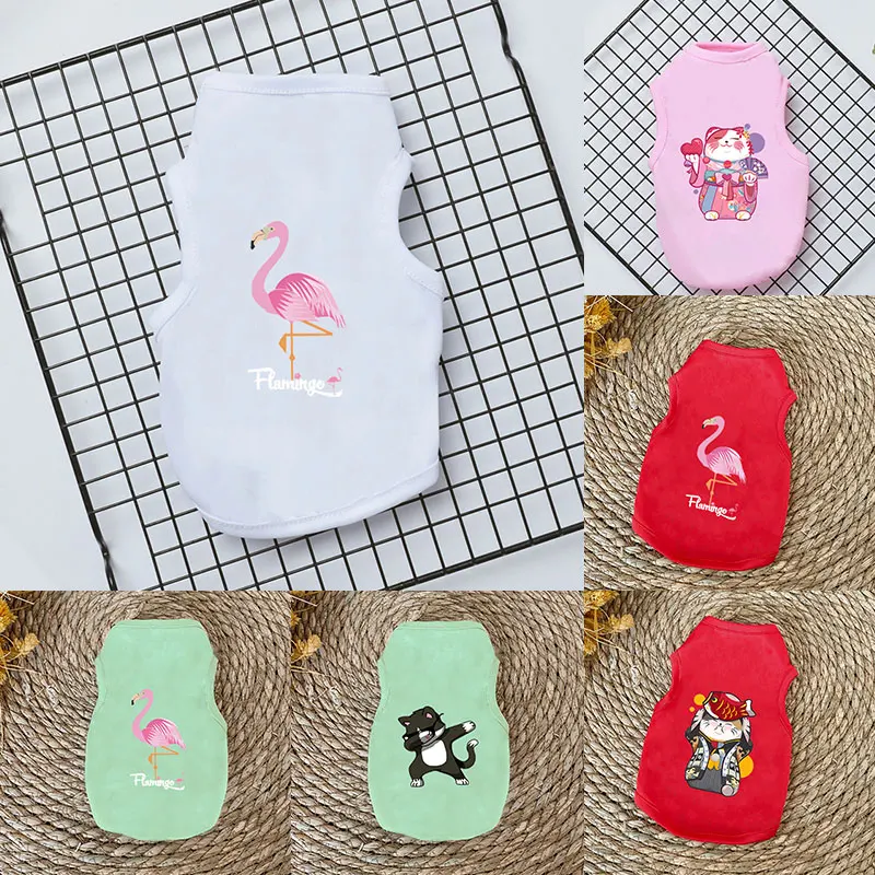 Camiseta de verano para perro y gato, chaleco para mascotas, ropa sencilla de Color sólido a rayas, camiseta sin mangas, accesorio para cachorro