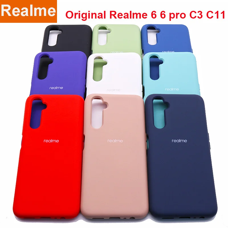 Realme-funda Realme6 6 pro Original, cubierta de silicona sedosa de alta calidad, suave al tacto, trasera, Realme C3 C11