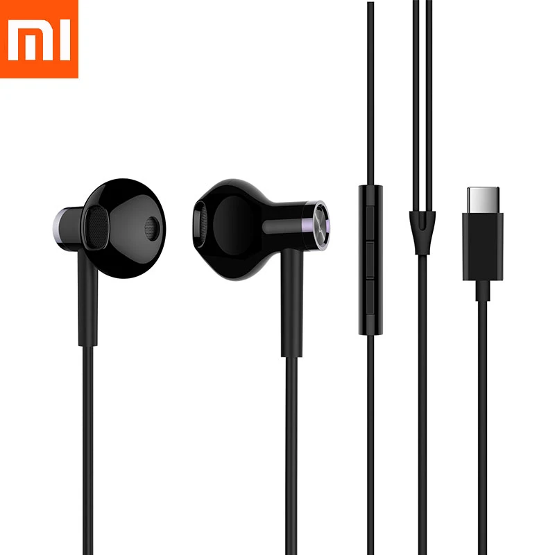 Xiaomi Hybrid DC Earphone Mi Dual Driver Type C Plug Half In-Ear Headsets With Mic Wired Control For Samsung Huawei Smartphone bluetooth earbuds