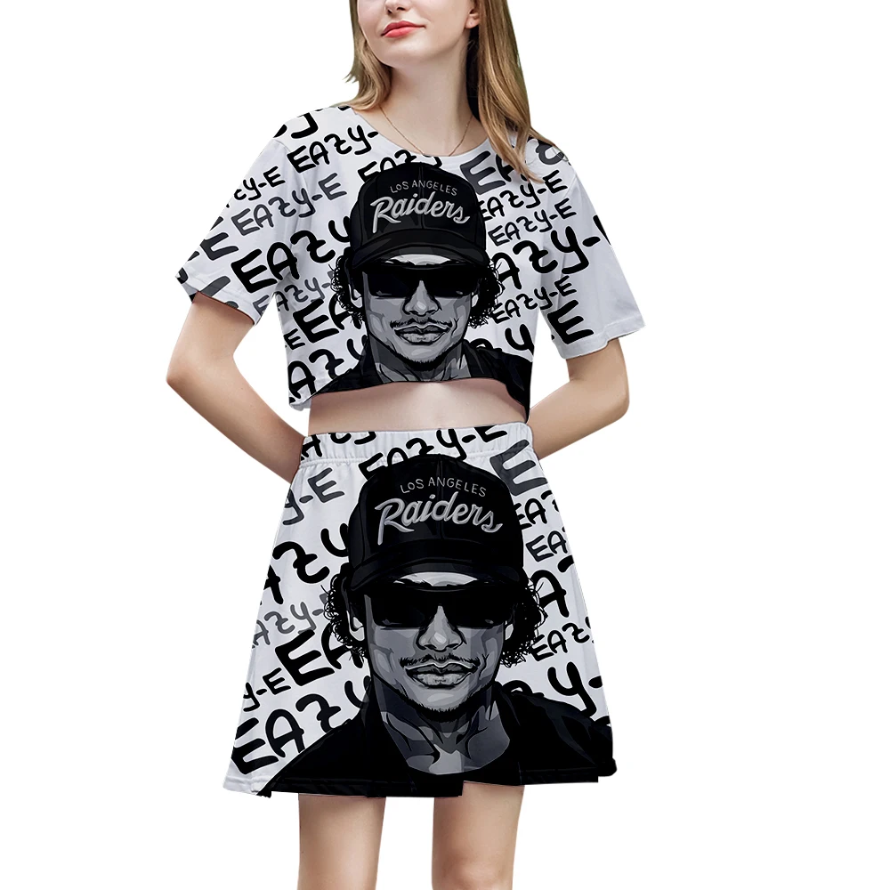 Eazy E Two Piece Skirt Set Women Gangsta Rap Hip Hop Summer 3D Print Dance-pop 2 Peice Outfits For Womens Dropshipping Wholesale | Женская