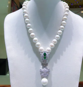 

HUGE 11-12 MM round natural south sea white pearl necklace 18 "