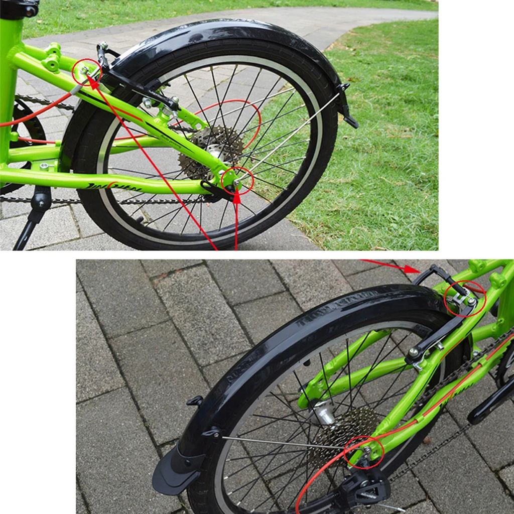 Durable Folding Bike Mud Guard 14'' 20'' Wheel Bicycle V-Brake Mudguard Set Bicycle Fenders Bicycle Parts