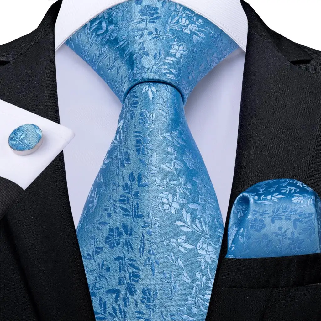 Светильник в синюю полоску для мужчин s Галстуки Hanky запонки Набор Шелковый шею галстуки для мужчин Свадебная вечеринка бизнес галстук мужской набор дропшиппинг - Цвет: MJ-7269