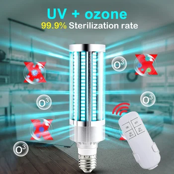 

2020 Newest 60W UV Germicidal Light Led UVC Light Bulb E27 Germicidal Lamp Remote Control Timing Killing Virus Mite Bacteria