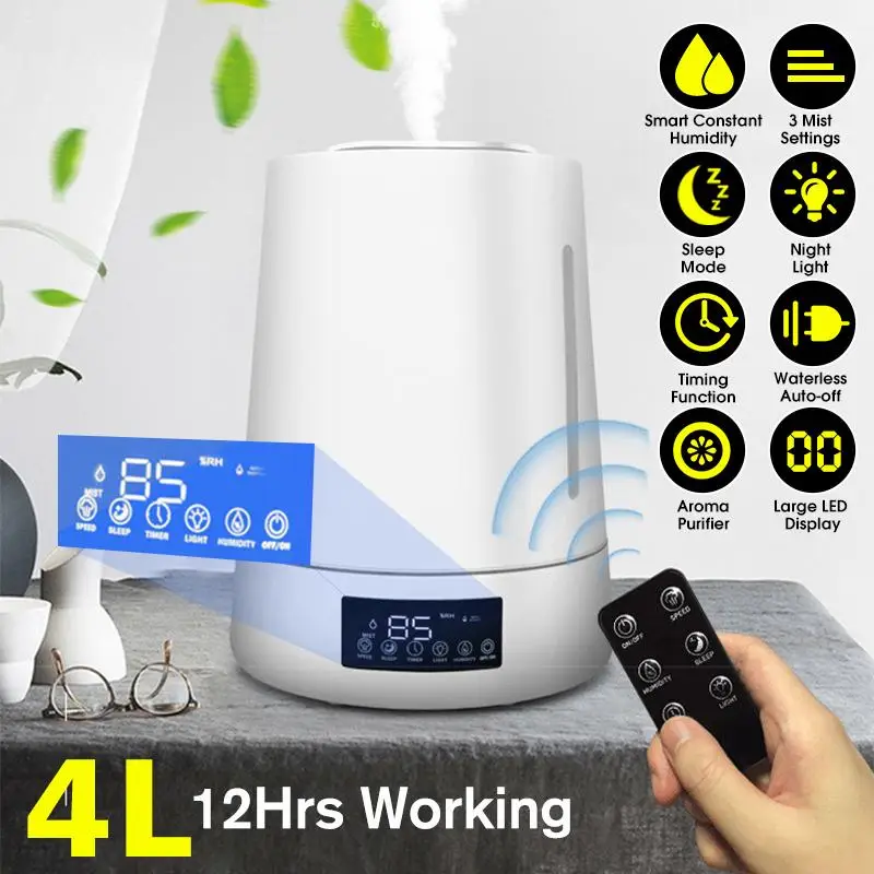 

3 Modes Smart Remote Control Air Humidifier Timing Ultrasonic Essential Oil Aroma Diffuser Cool Mist with Night Light for Home