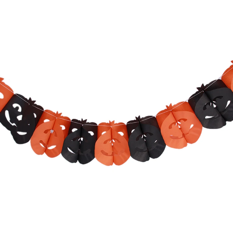 3 м Хэллоуин Бумага сеть гирлянда украшения Мини тыквы летучей мыши на привидение