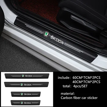 

Car-Styling 4PCS Carbon Fiber Door Sill Carbon Fiber Sticker Decals For skoda octavia fabia rapid yeti superb octavia a 5 a 7