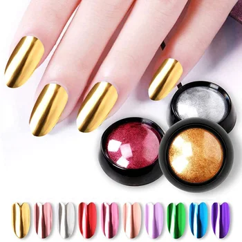 

High Quality Women Bright Nail Mirror Flour Solid Shiny Powder Decor Sets Kits Nail Metallic Powder