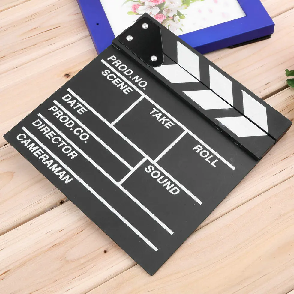 Wood Director Video Scene Clapperboard TV Movie Clapper Board 20x20x1.5cm Film Slate Cut Prop high performance