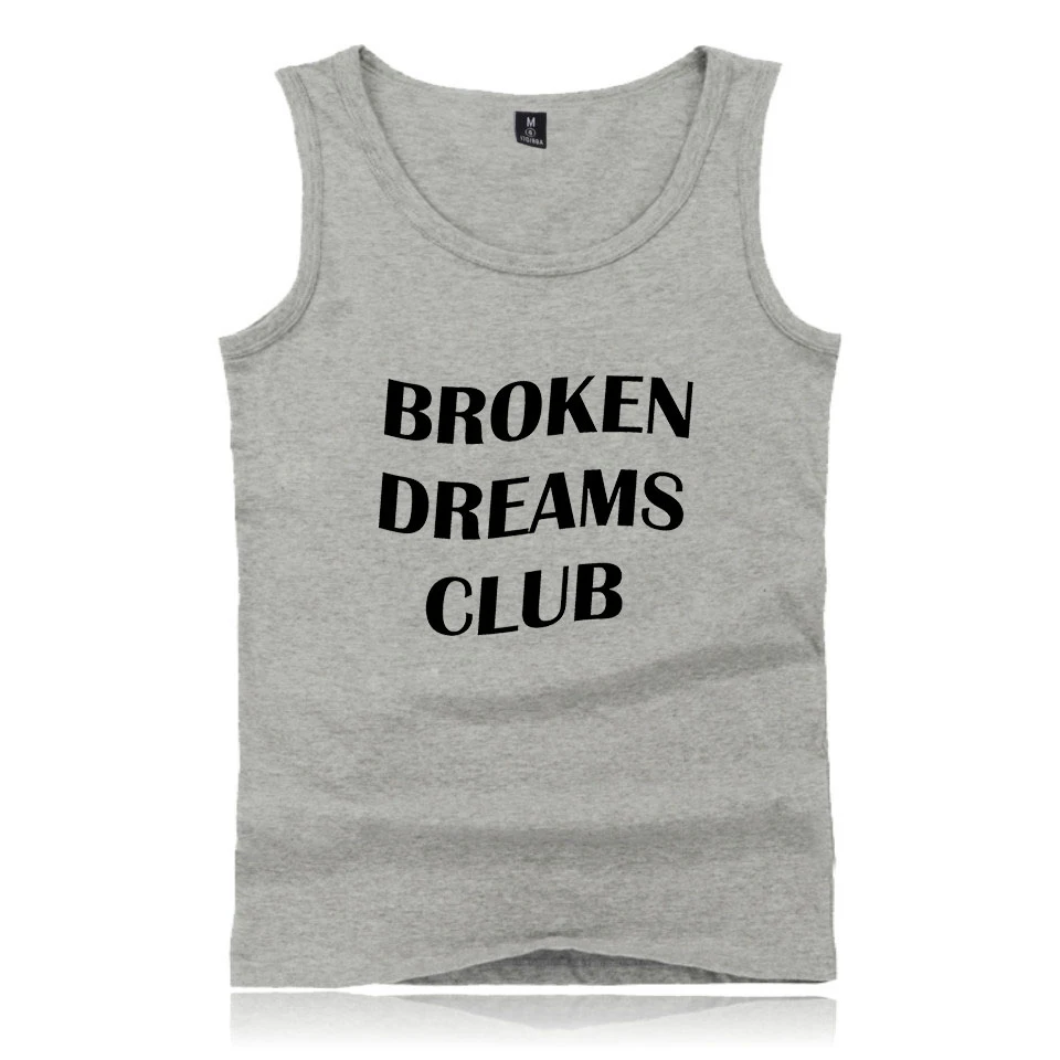 Broken Dreams клуб печати Для мужчин с О-образным вырезом топы весна лето Харадзюку Повседневное модные спортивные без рукавов жилет, распродажа