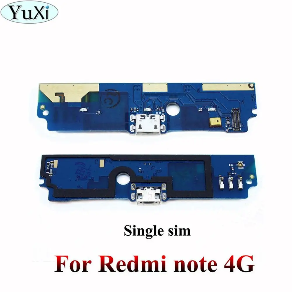 YuXi usb зарядка Нижняя плата гибкий кабель соединительные детали для Xiaomi Redmi Note 3/4/Note 3/4 Pro/4A/5A/4X/2A/3 S микрофонный модуль - Цвет: Note 4G-Single sim