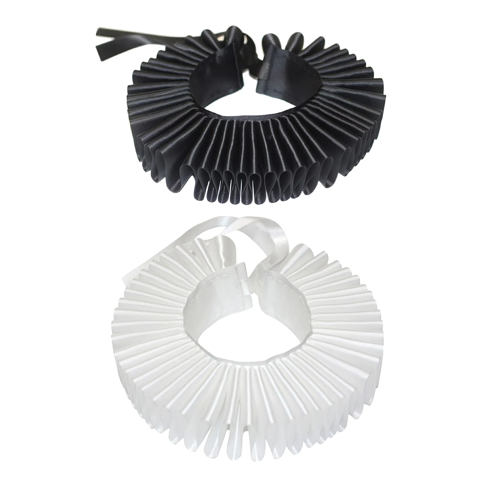 Victorian Elizabethan Ruffle Neck Clown Collar Satin Steampunk Scarf