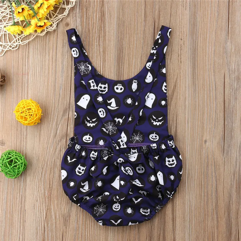 Newborn Baby Boys Girls Halloween Costume Bodysuit Skull Devil Bodysuit Clothes Cotton O-neck Sleeveless Bodysuits Baby Clothes