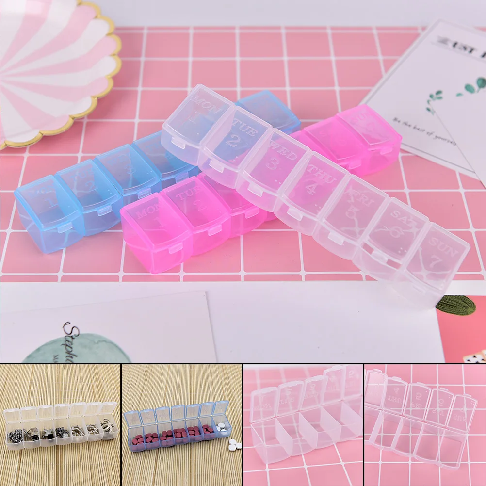 7 Days Pill Box with Keychain Medicine Container light Drugs Capsules Holder Storage Case Organizers One Week Box