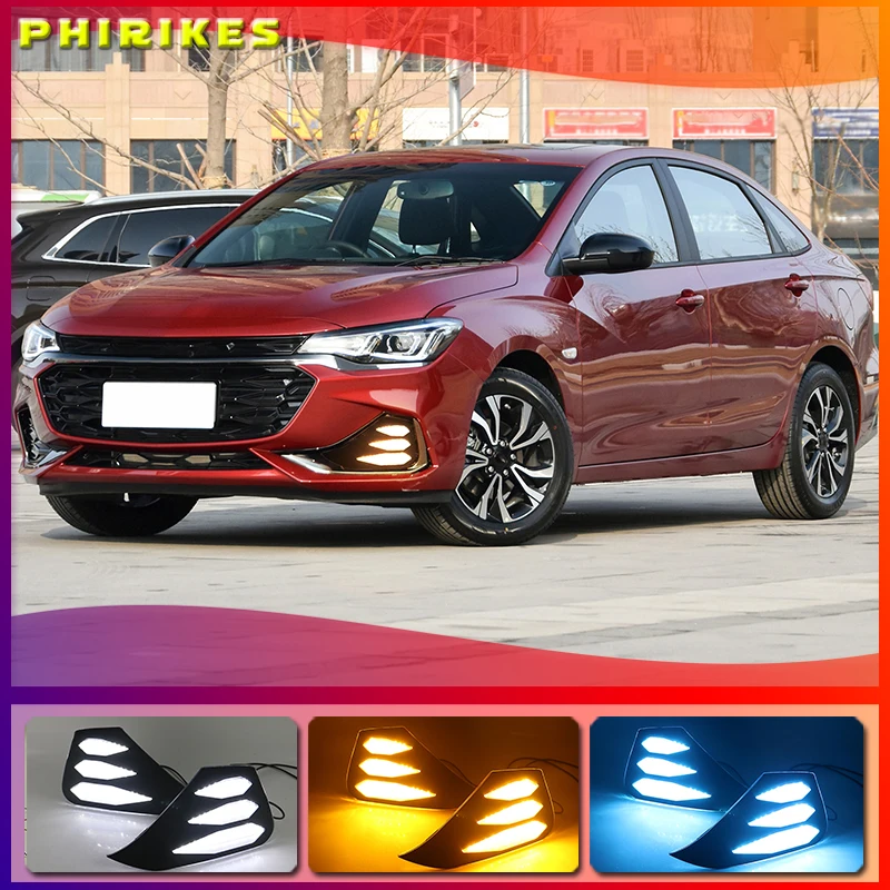 

Дневные хосветодиодный светодиодные огни DRL, 1 пара, противотуманные фары, желтые указатели поворота для Chevrolet Monza RS 2019 2020