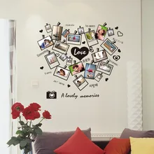 3745 стиль Экологически чистый три поколения Съемный сердце фото стикер для украшения стен простой черный и белый P