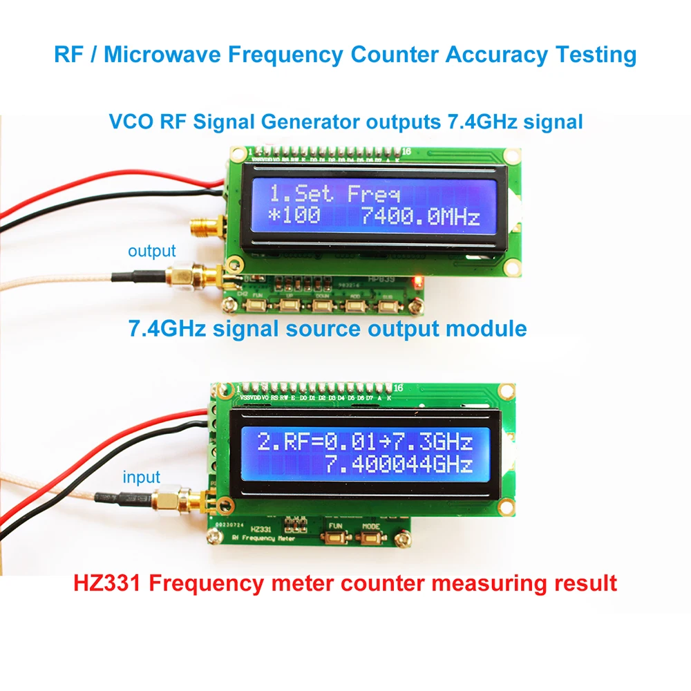 1Hz-7.3GHz Microwave Frequency Counter Radio RF Frequency Meter 500KHz Pulse Accumulator Module frequency counter tester,frequency meter