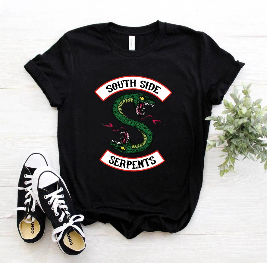 Camiseta con estampado de serpiente de Riverdale Harajuku para mujer, camiseta con dibujo de serpiente del lado sur ulzang, camiseta gráfica de los años 90, camiseta a la moda para mujer