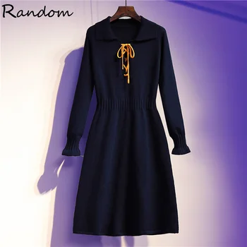

Plus Size Women Kintted Sweater Dress Autumn 2020 Long Sleeve Vintage Bandage A Line Dresses Female Girl Fall Fashion Clothing