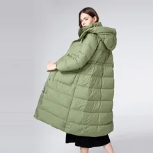 

Big Goose Detachable Hooded Down Jacket Women Long Winter New Waist Detachable Hooded White Duck Down Padded Ladies Coat