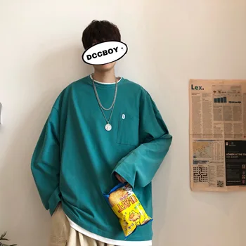 

2019 Autumn Men's Solid Color Pullover Embroidery Coats Long Sleeve Round Collar Hoodies Cotton Casual 7 Color Sweatshirt M-2XL