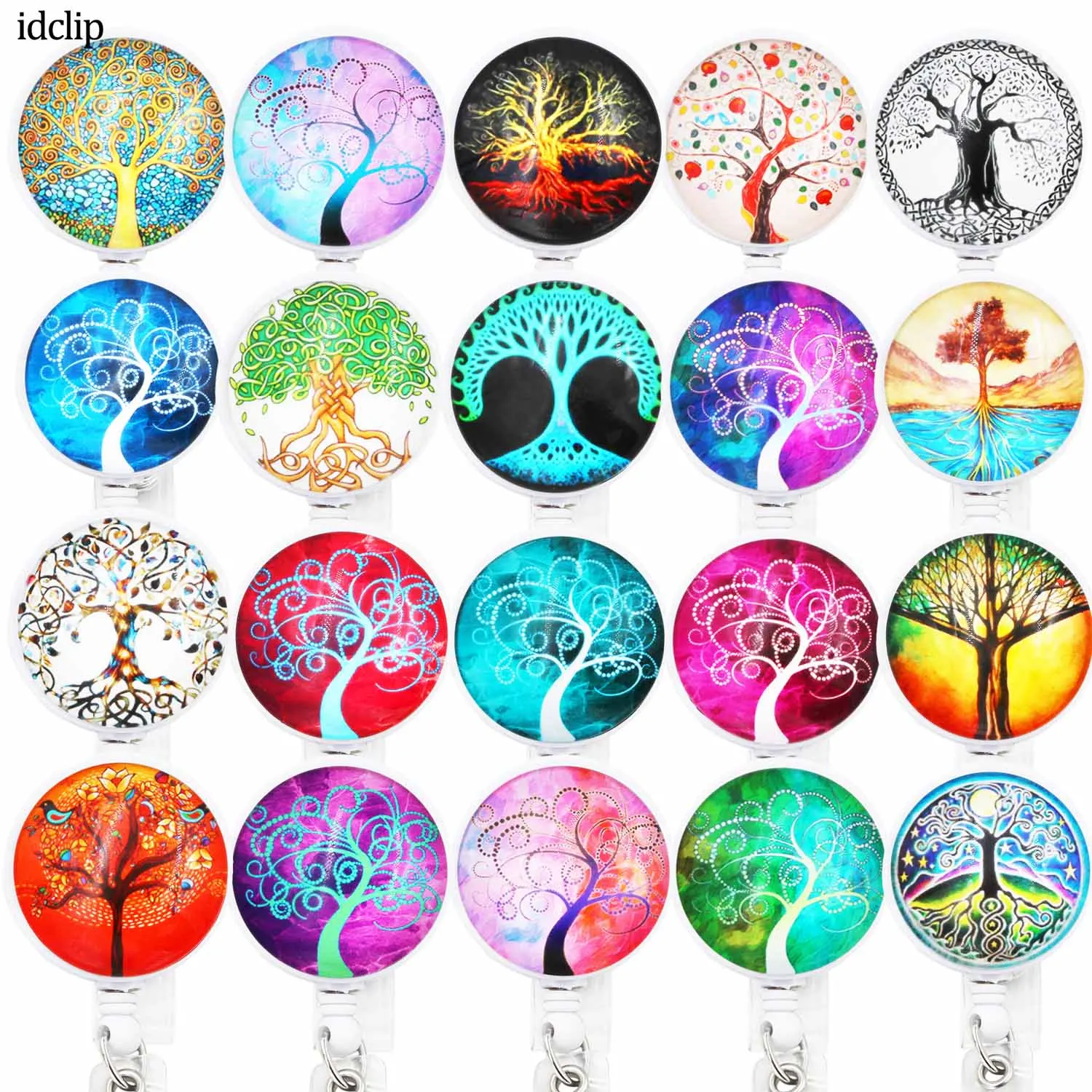 

idclip 1PC ID Retractable Badge Holder with Alligator Clip Life Tree Retractable Cord ID Badge Reel 24 inch