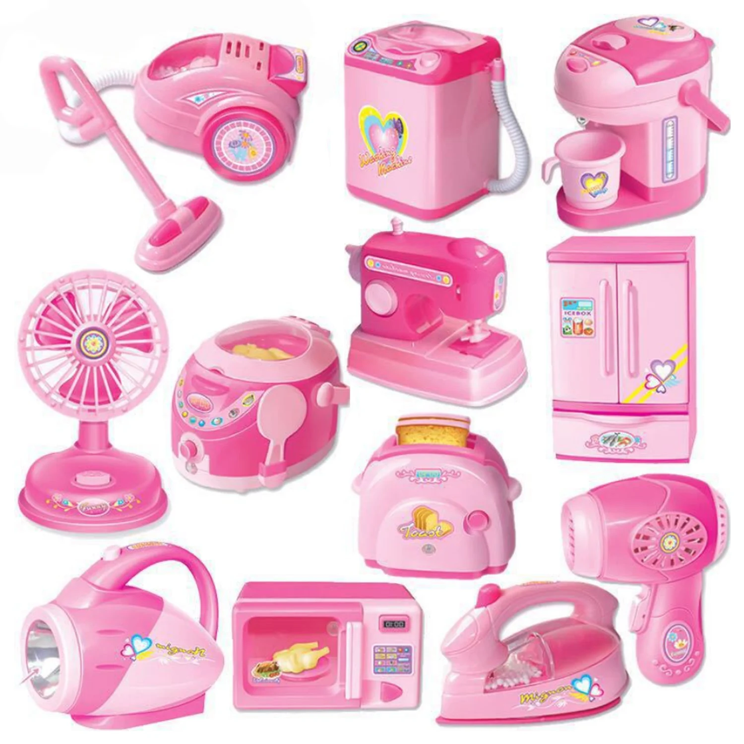 12pcs Simulation Furniture Toys Home Household Appliances for Kids Girs Gifts Children Pretend Play Toys Set Doll House Supplies