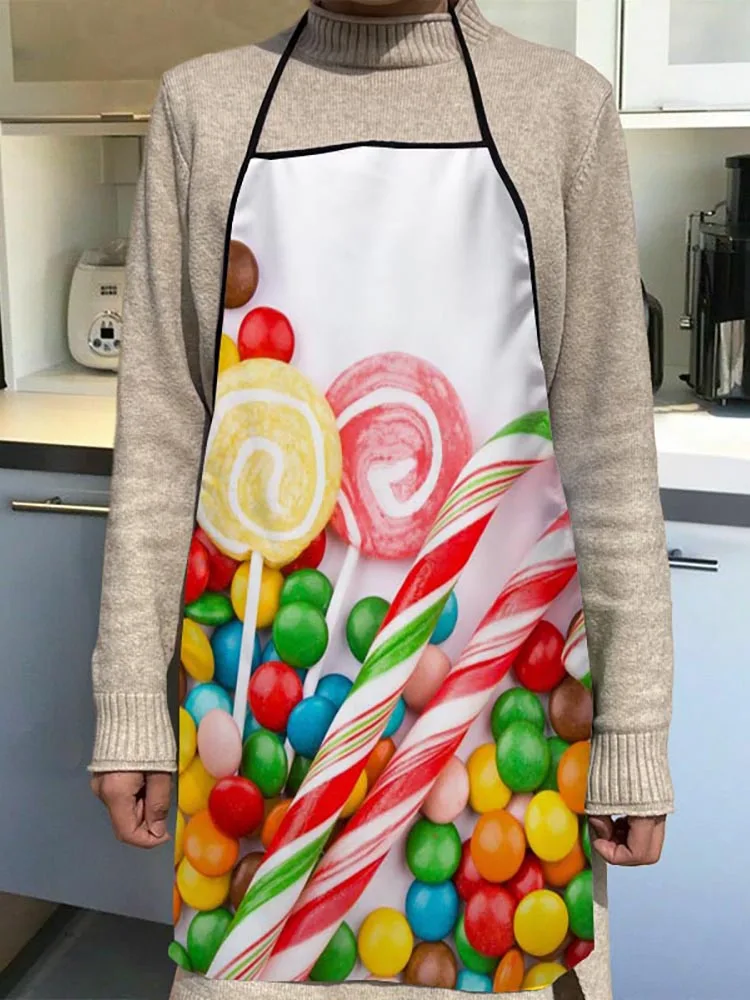 Custom Candy Pattern Kitchen Apron Dinner Party Cooking Apron Adult Baking Accessories Waterproof Fabric Printed Cleaning Tools 5