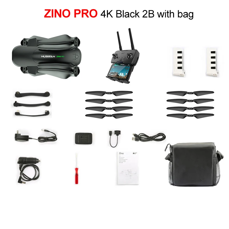 Hubsan ZINO PRO gps 5G Wi-Fi 4 км с видом от первого лица в формате 4K UHD, Камера 3-осевому гидростабилизатору Сфера панорамы RC Дрон Квадрокоптер RTF - Цвет: 2B With Bag