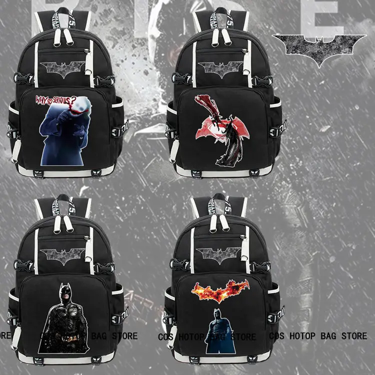 

Super Hero Batman Backpack Knapsack Black Packsack Travel School Student Bags