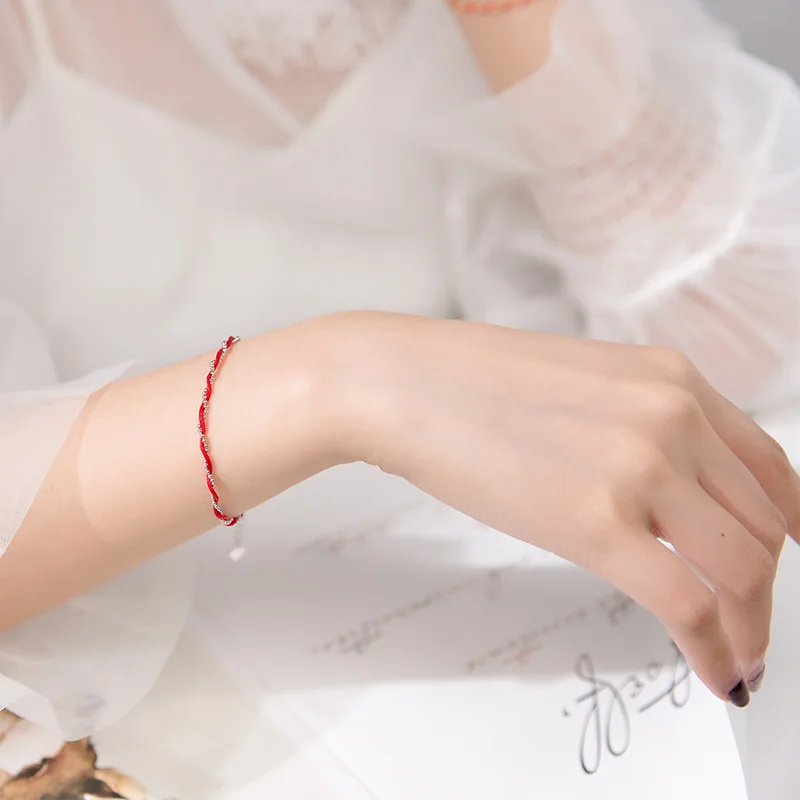 La Maxza 925 стерлингового серебра ювелирные браслеты для женщин Красный Rop нить серебряный браслет 925 женщин Femme женщин s Аксессуары