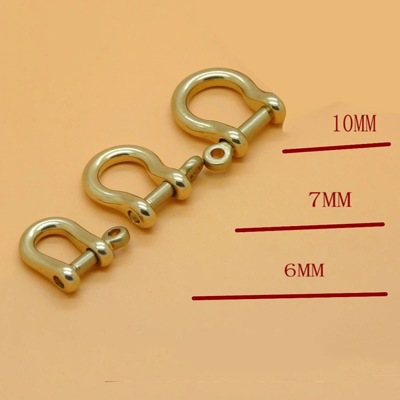 20PC Solid Brass Carabiner D Bow Shackle Screw Pin Joint Connect Key Chain Hook Leather Craft