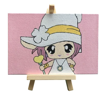 

DIY Picture Painting 5.9*3.9 Inch by Numbers Oil Painting Kit with Bright Acrylic Pigment Brush Wooden Easel Stand for Students