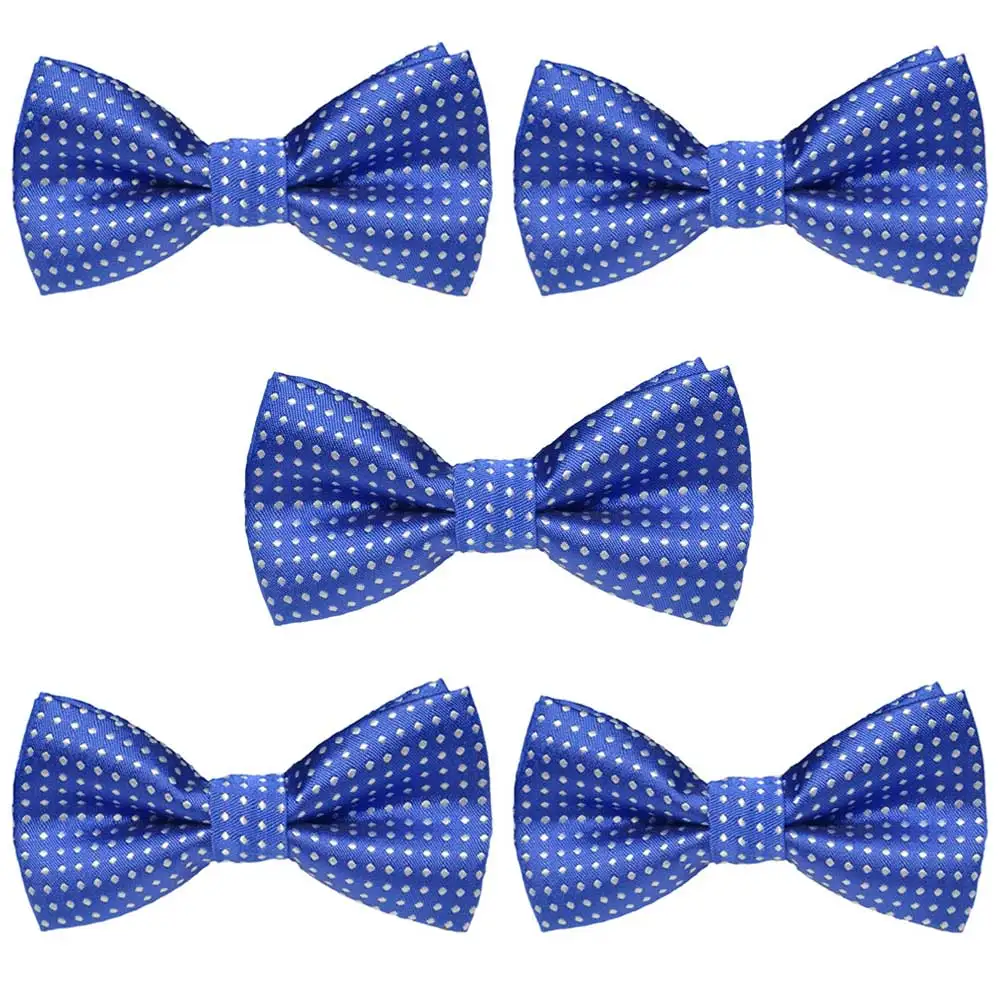 5 шт., детские галстуки-бабочки в белый горошек для мальчиков, вечерние, школьные, регулируемые галстуки-бабочки