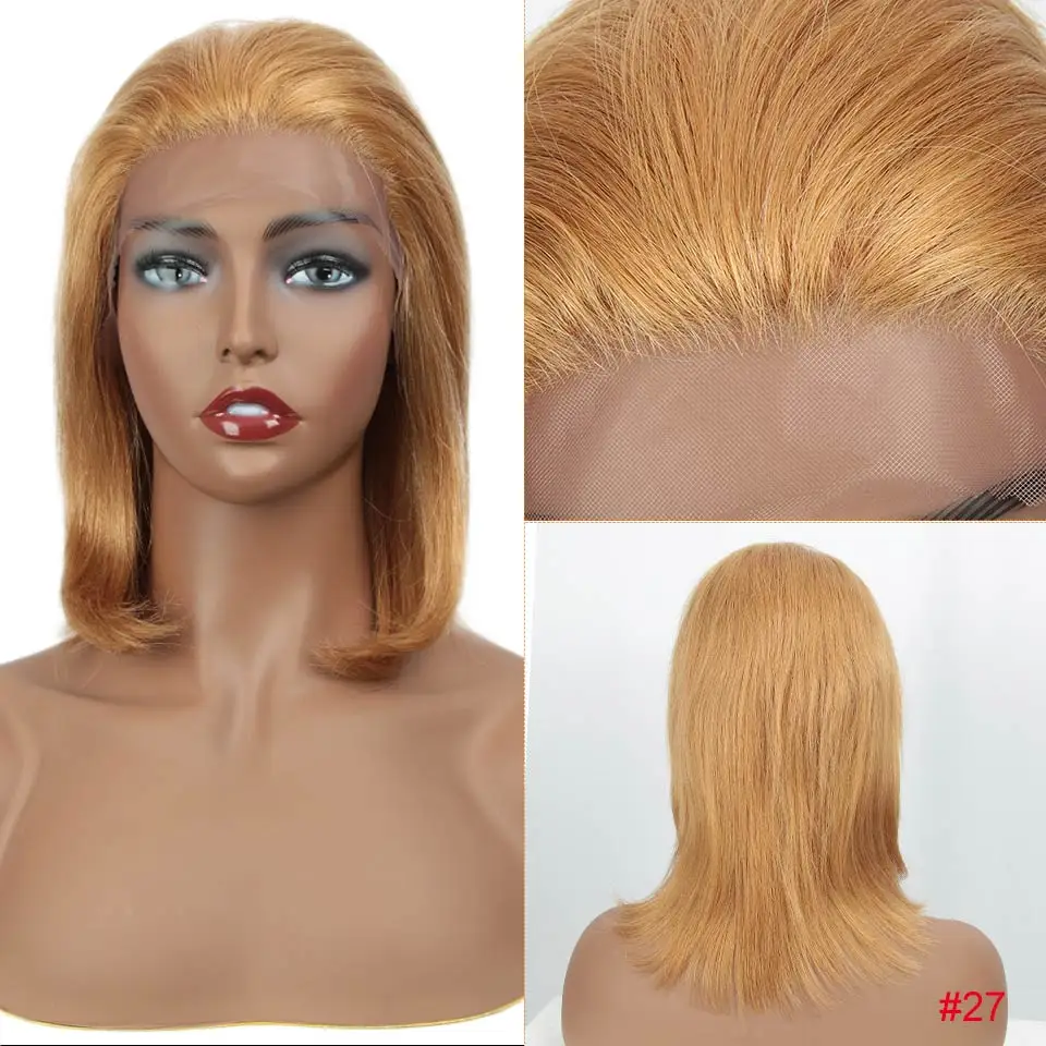 WH F LACE MYA Rebecca, парики из человеческих волос на кружеве для черных женщин, прямые, Омбре, короткий Боб, парик, предварительно сорванный, 613 блонд, розовый, синий, бордовый, 99J - Цвет волос: WH F LACE MYA