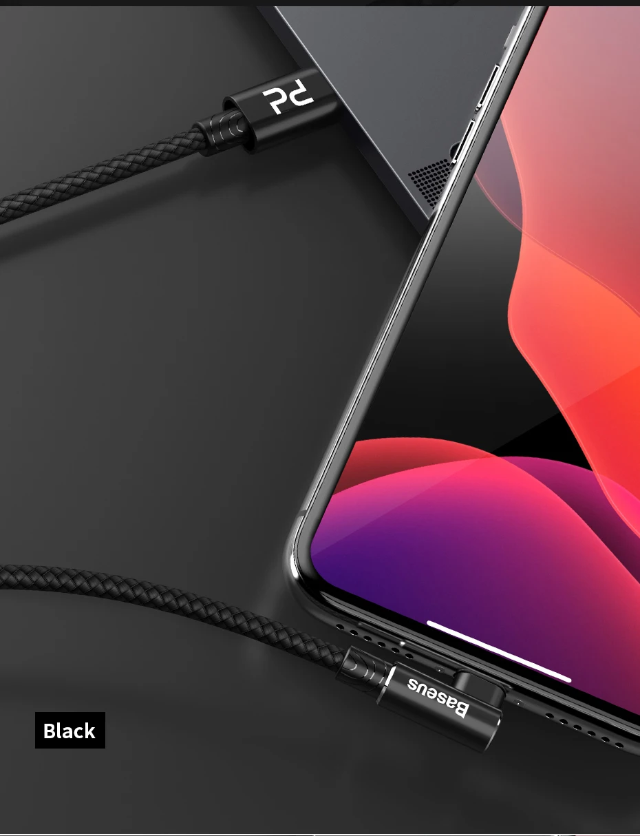 Baseus локоть Дизайн 18 Вт Быстрая зарядка PD кабель для iPhone PD Тип C для Apple Lightning зарядный кабель USB C для iPhone кабель